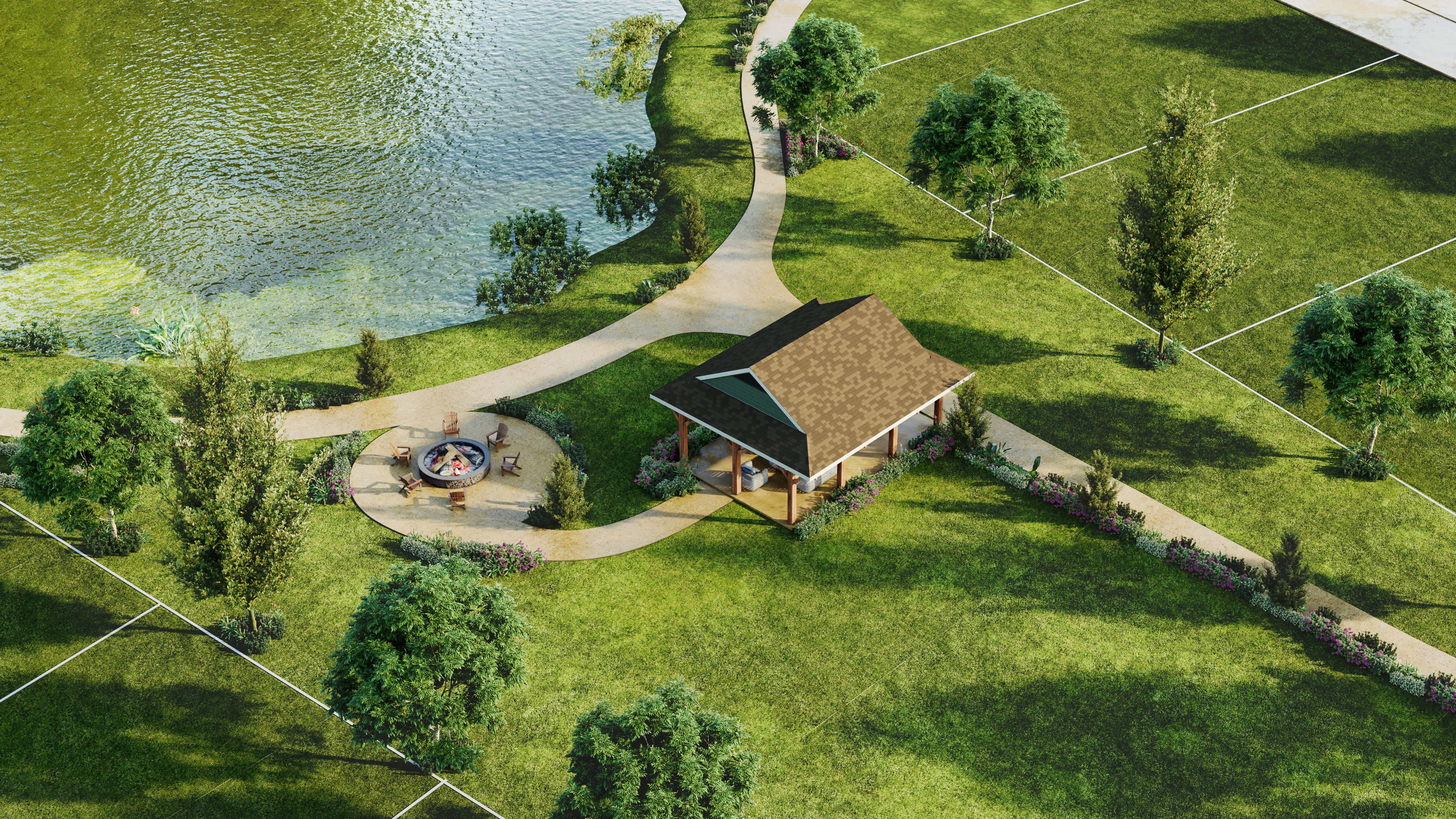 Pavillion and Fire Pit Rendering
